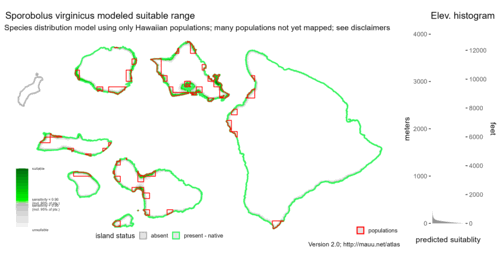 Distribution of Sporobolus virginicus in Hawaiʻi.